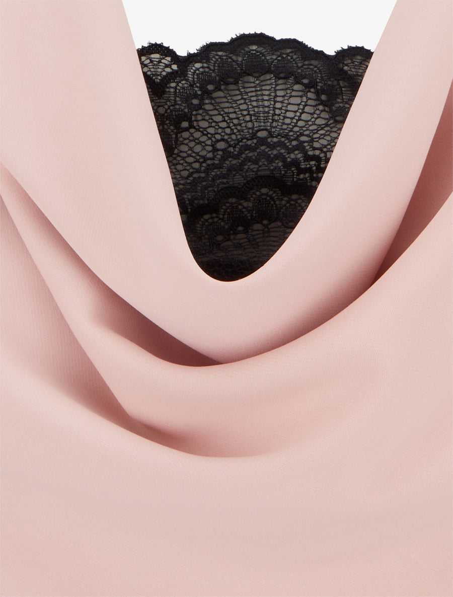 Top sans manches à col bénitier et dentelle - Rose - 3