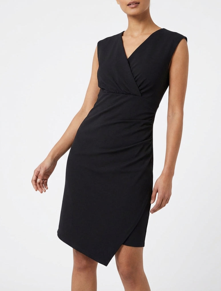 Robe ajustée cache-cœur drapée - Noir