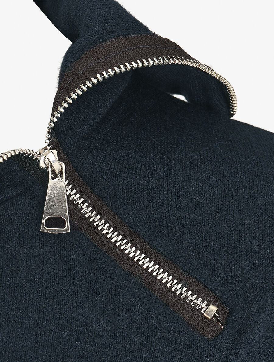 Pull fin à col montant zippé - Marine - 3