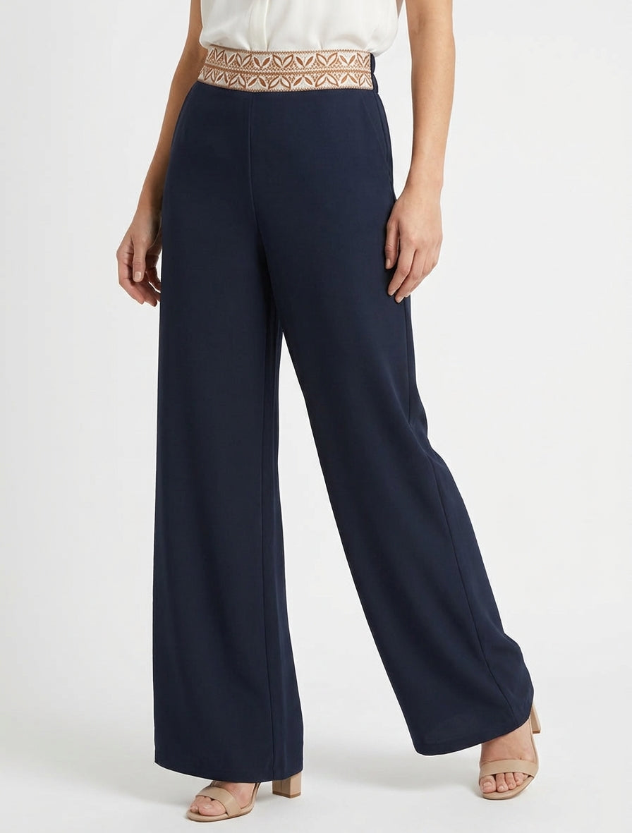 Pantalon fluide coupe droite - Marine