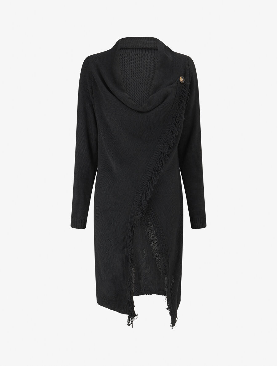 Gilet à pans asymétriques frangés - Noir - 4