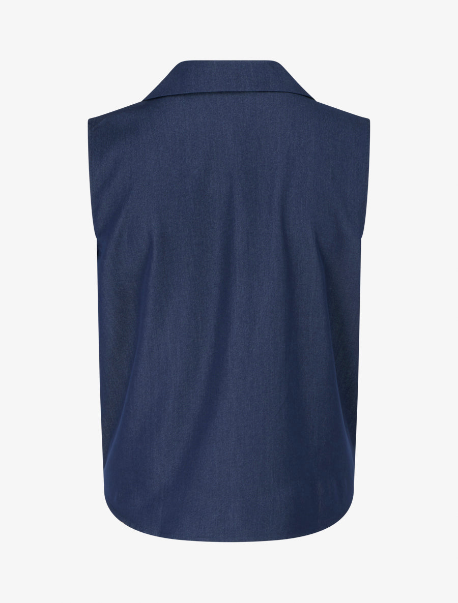 Chemise sans manches effet torsadé - Bleu foncé - 2