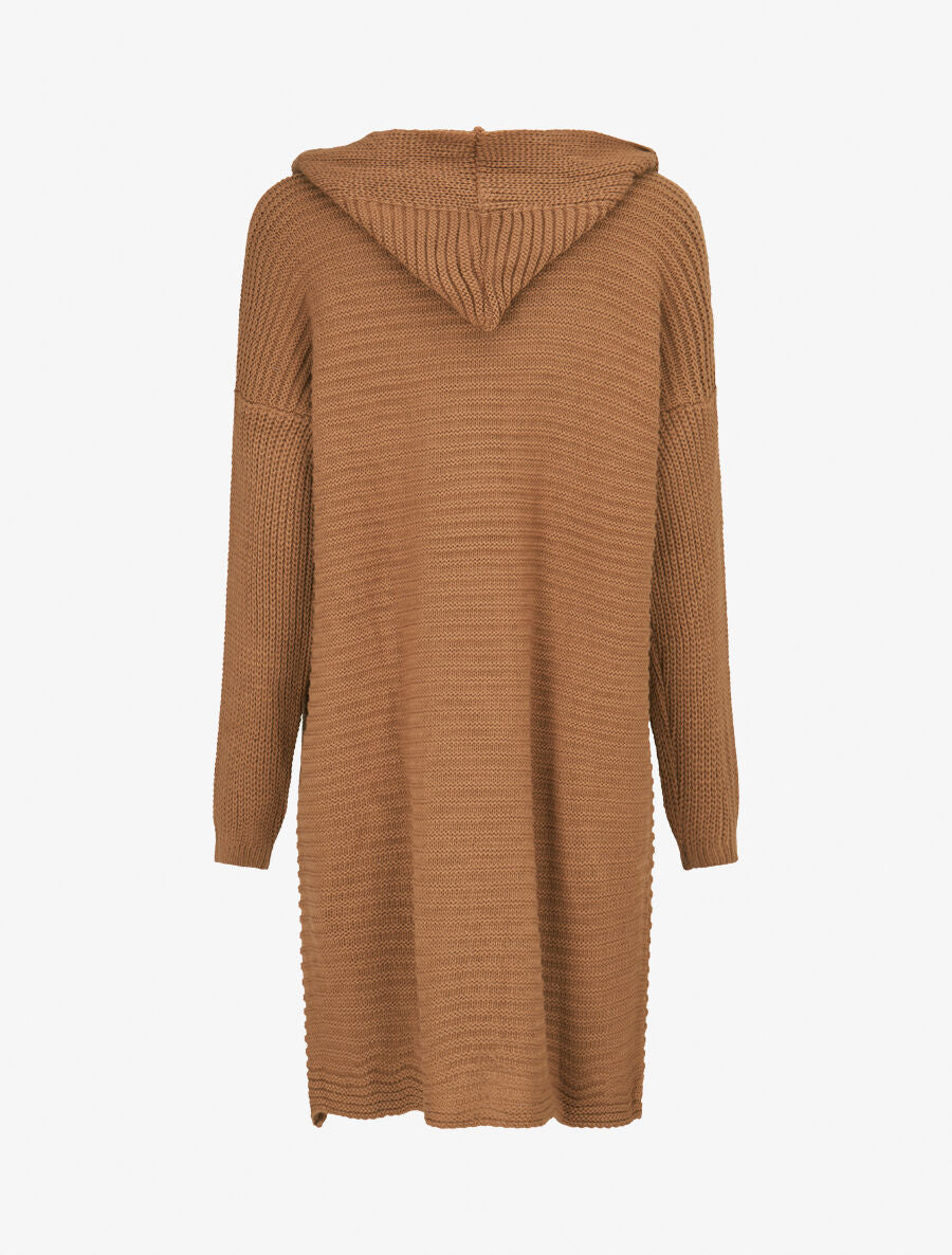 Gilet en maille à capuche - Camel - 2