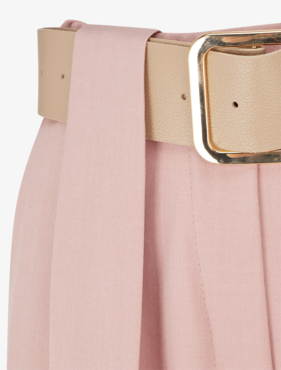 Pantalon uni à passant stylisé - Rose - 3