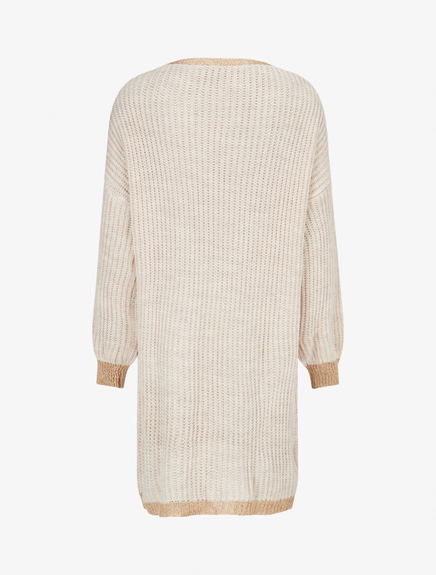 Gilet à bords lamés dorés - Beige - 2