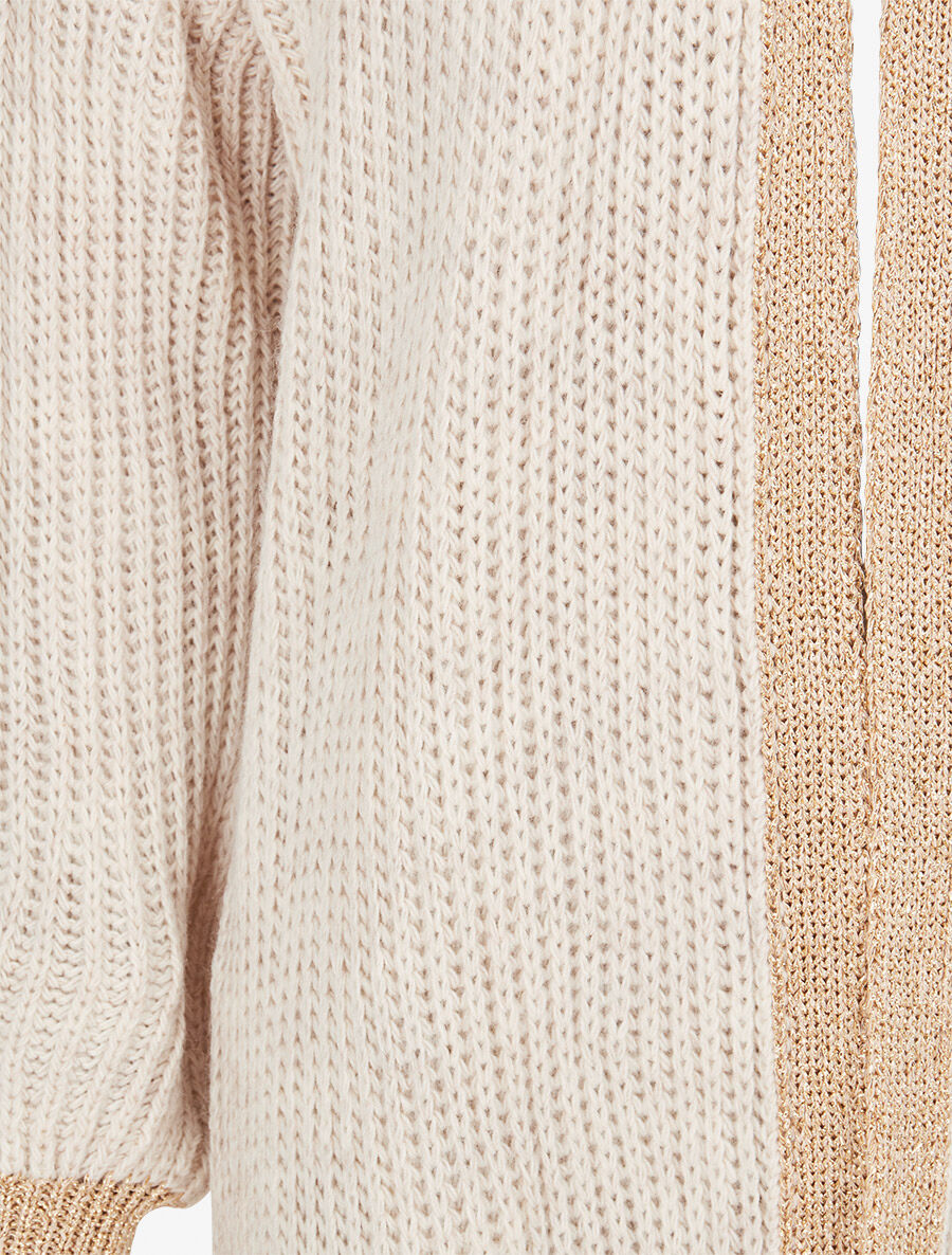 Gilet à bords lamés dorés - Beige - 3