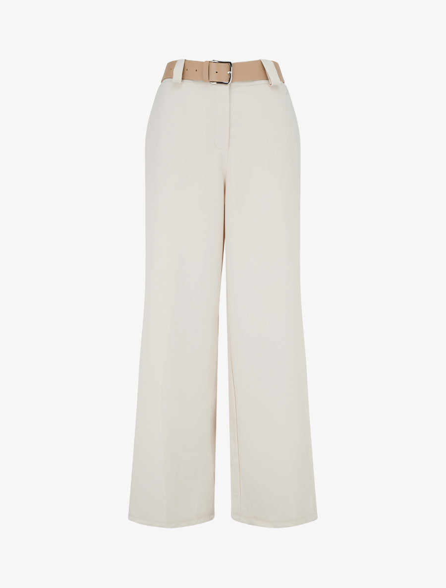 Pantalon droit taille haute - Beige