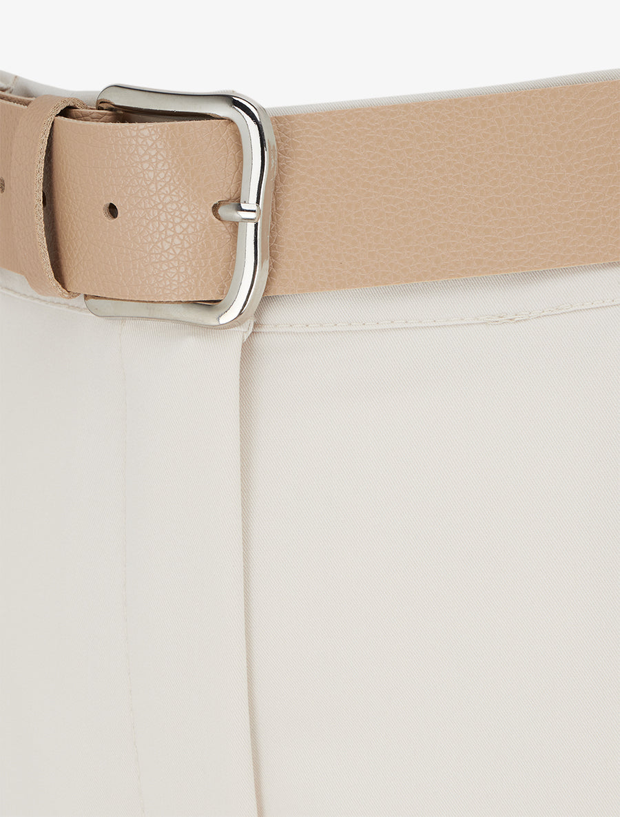 Pantalon droit taille haute - Beige