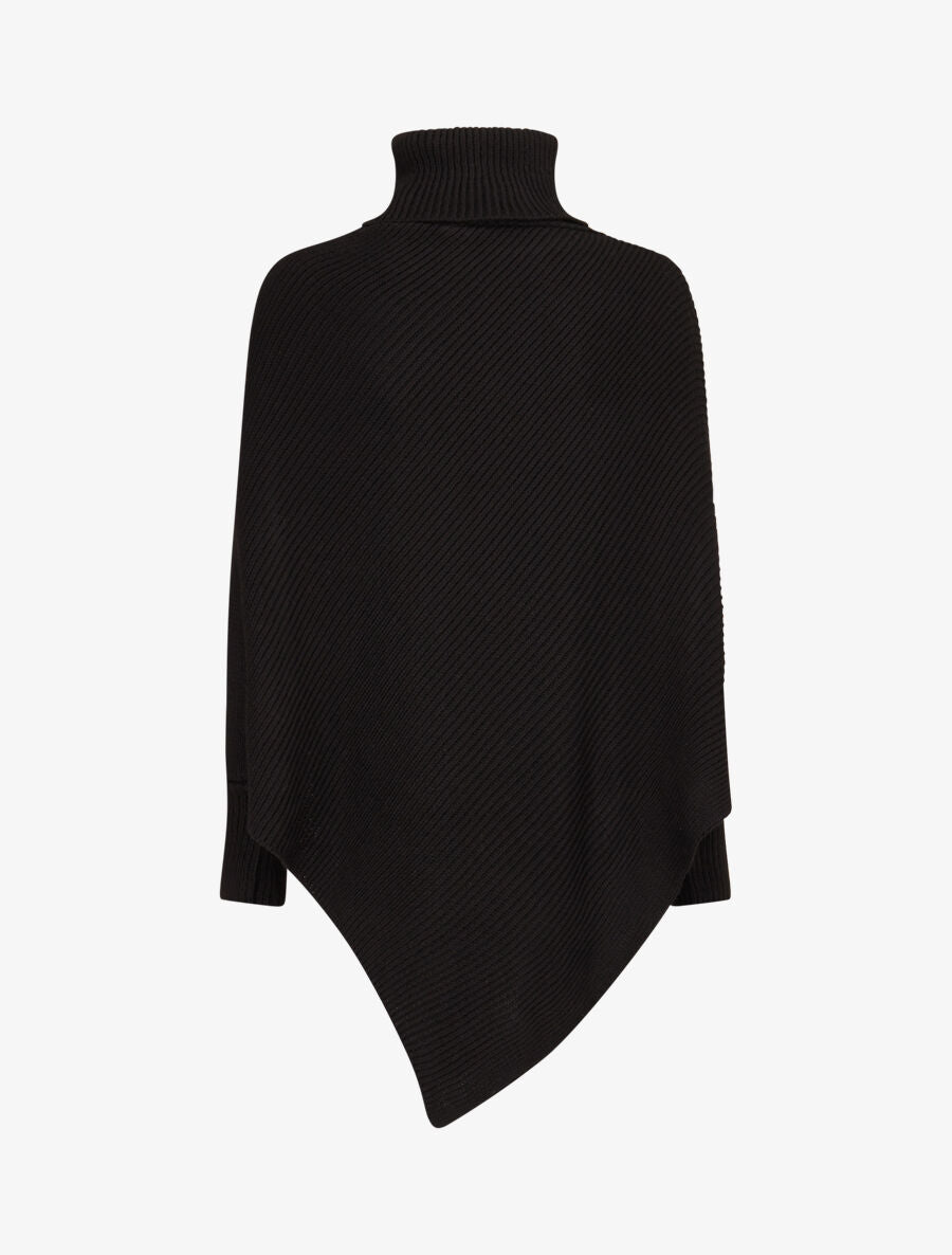 Poncho côtelé à col roulé - Noir - 2