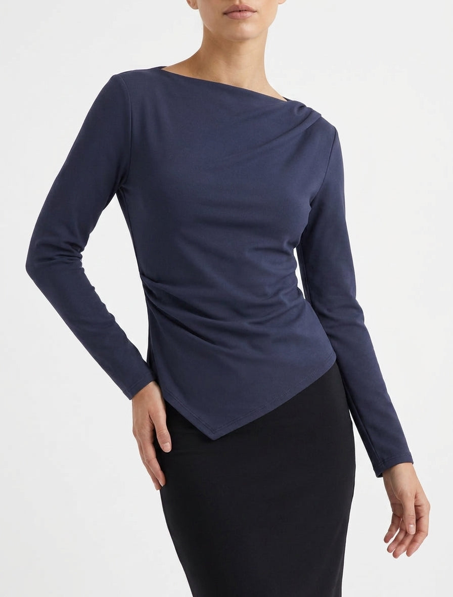 Top asymétrique encolure bateau - Marine