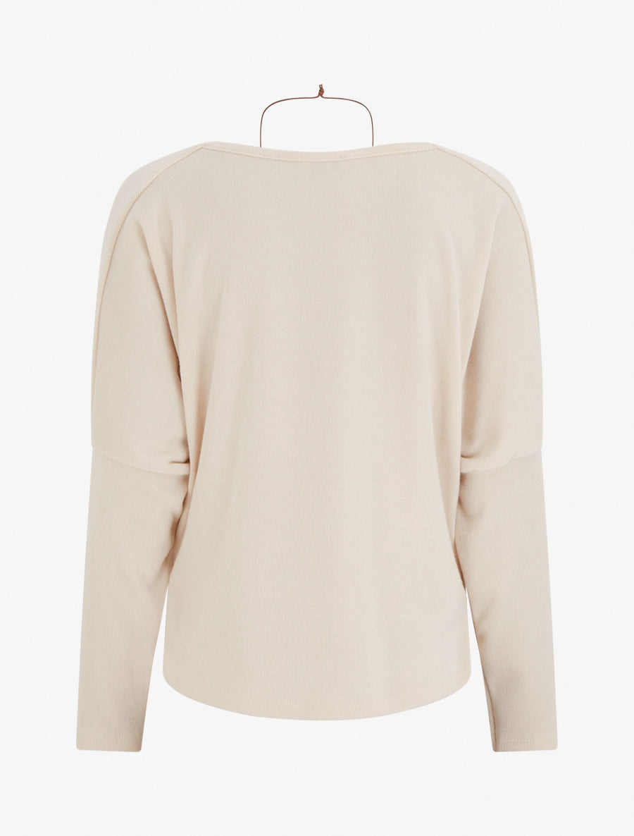 Pull fin col bénitier coupe droite - Beige