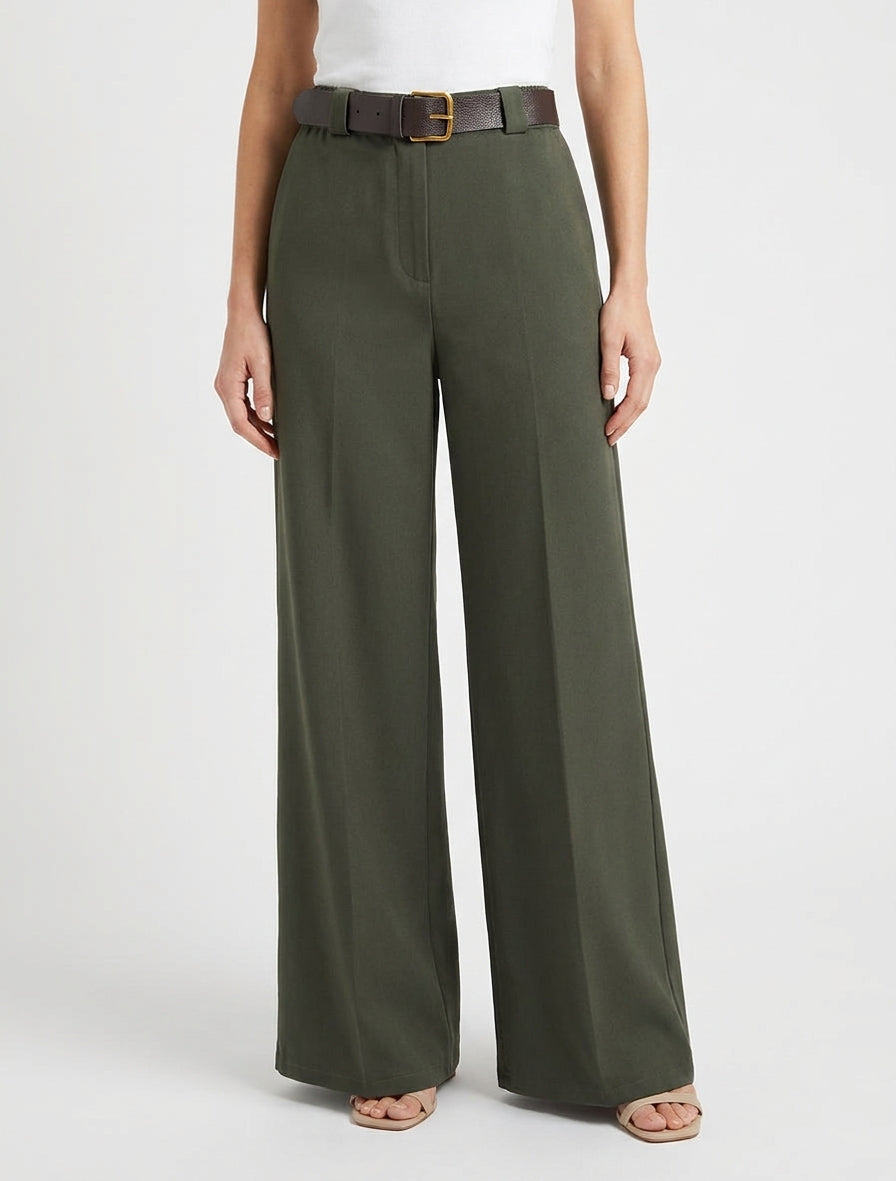 Pantalon ample à ceinture incluse - Kaki