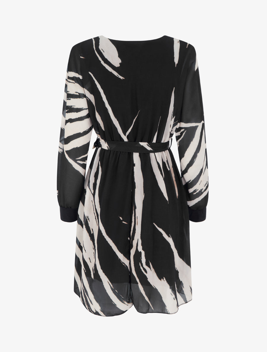 Robe évasée à imprimé abstrait - Noir - 2