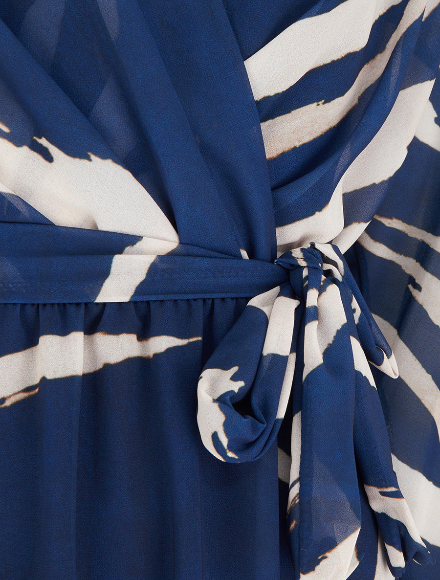 Robe évasée à imprimé abstrait - Marine - 3