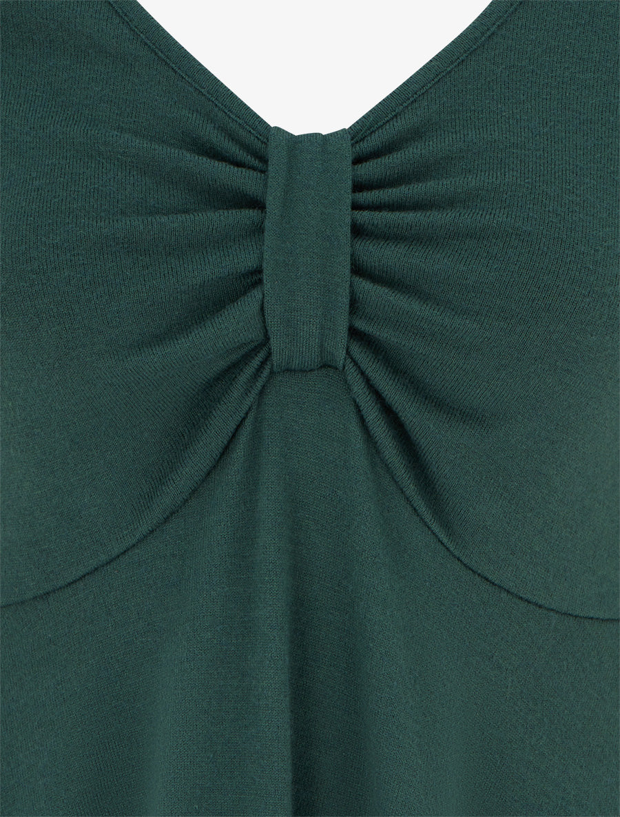 Pull fin bords asymétriques en dentelle - Vert foncé - 3
