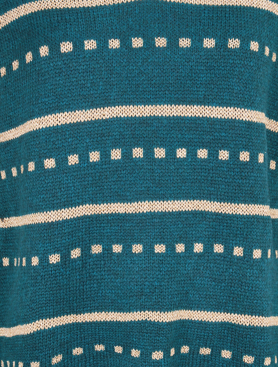 Pull imprimé lignes et points - Bleu lagon - 3
