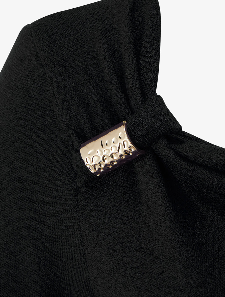 Pull fin à empiècement bijou - Noir - 3