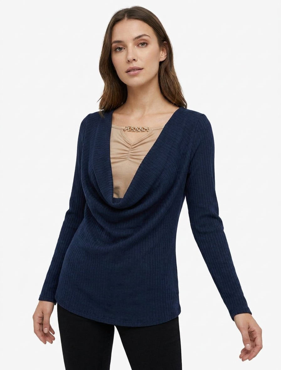 Pull côtelé doublure trompe-l&