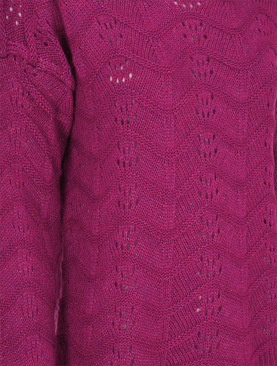 Pull à relief zig-zag et ajouré - Violine - 3