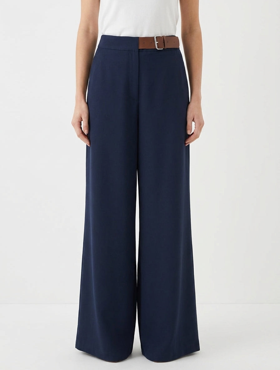 Pantalon ample à boucle décorative - Marine