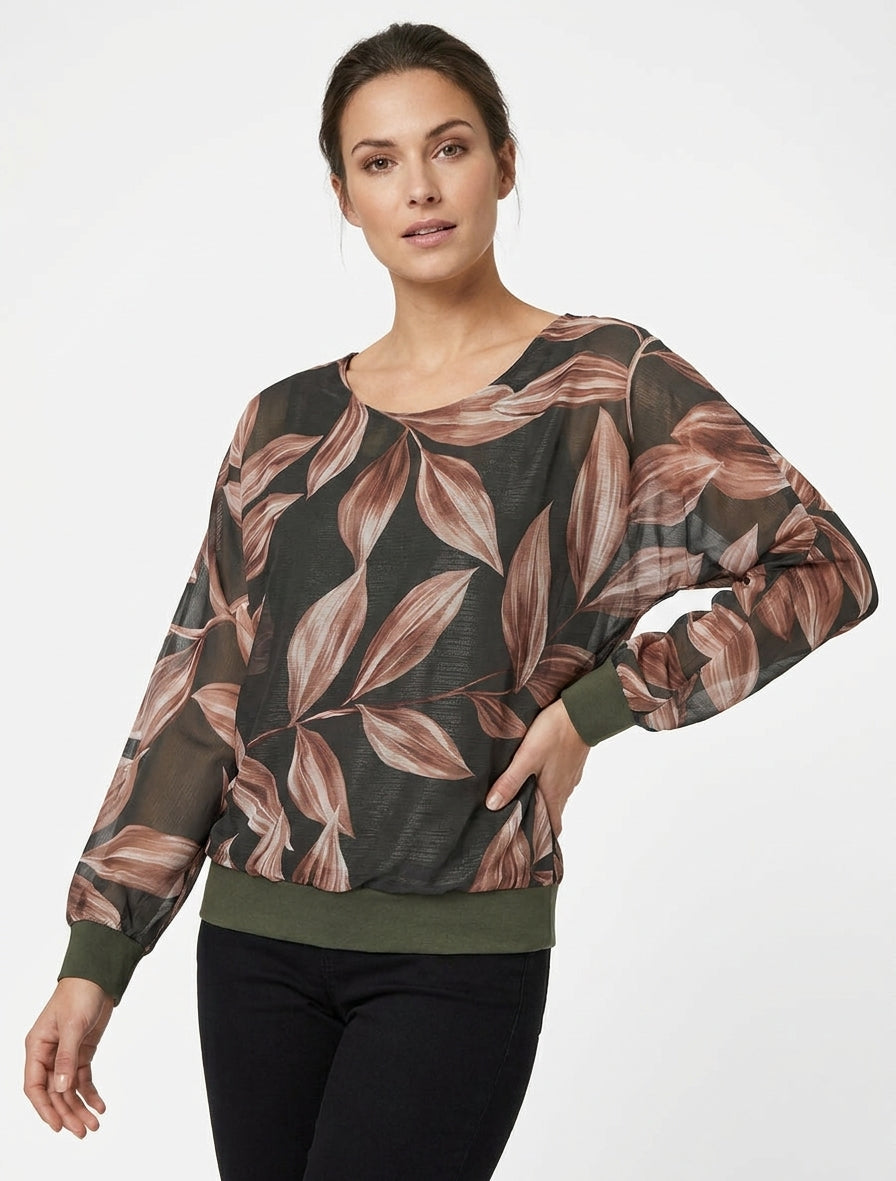 Blouse fluide manches chauve-souris - Kaki foncé