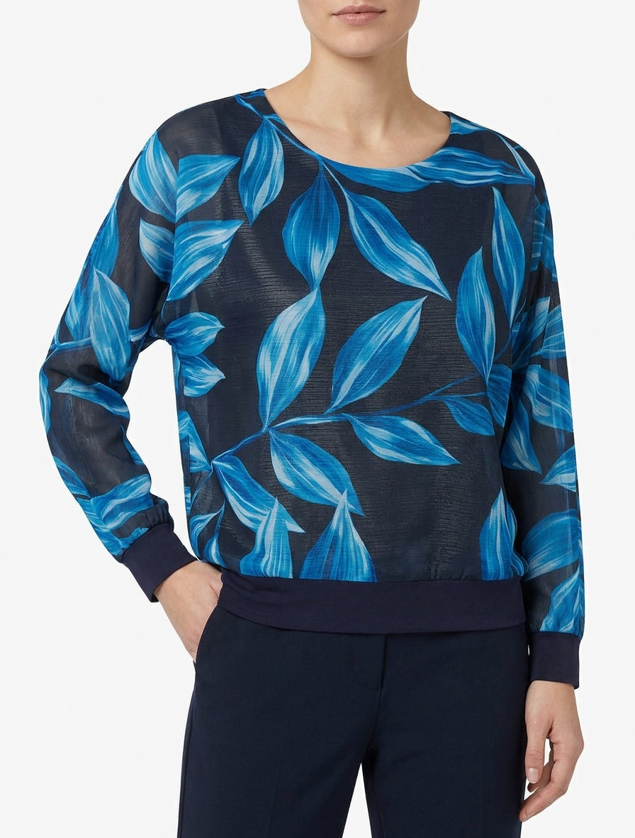 Blouse fluide manches chauve-souris - Marine