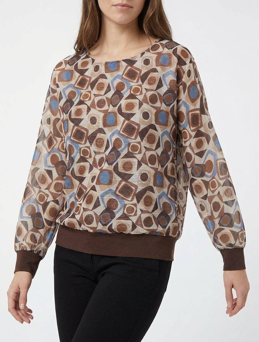 Blouse fluide à imprimé irisé - Marron