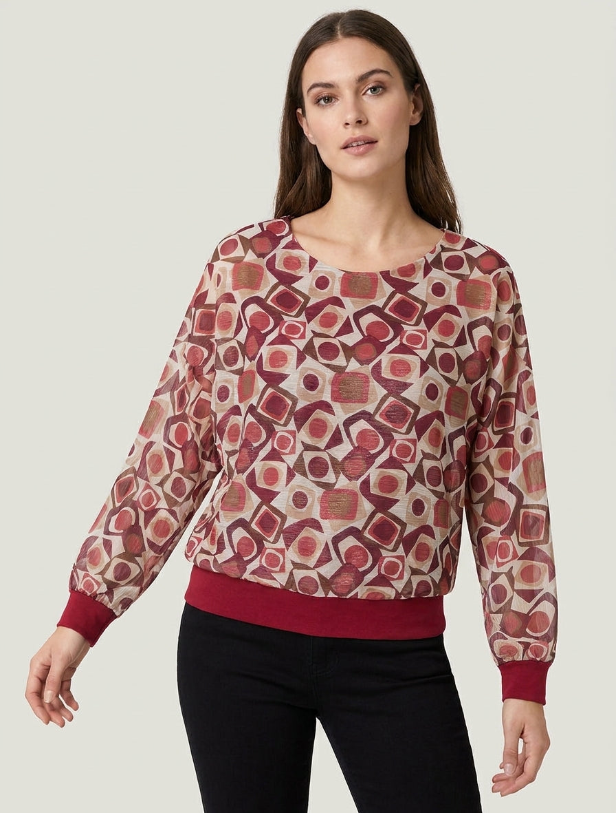 Blouse fluide coupe boule irisée - Bordeaux