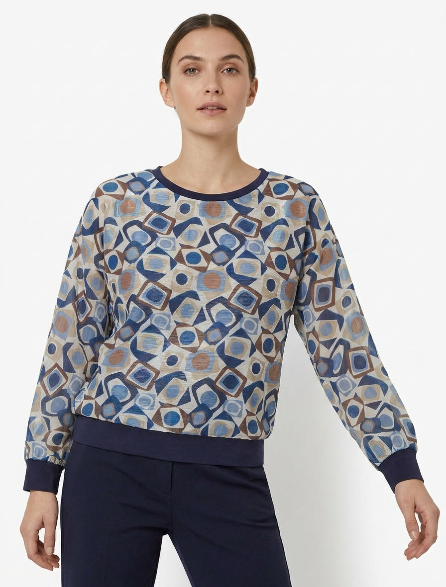 Blouse fluide coupe boule irisée - Marine