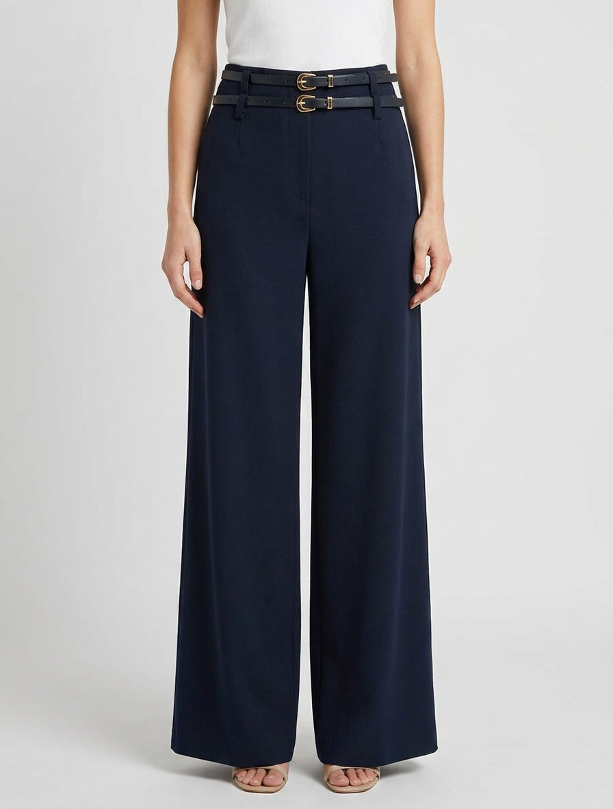Pantalon ample ceintures incluses - Marine