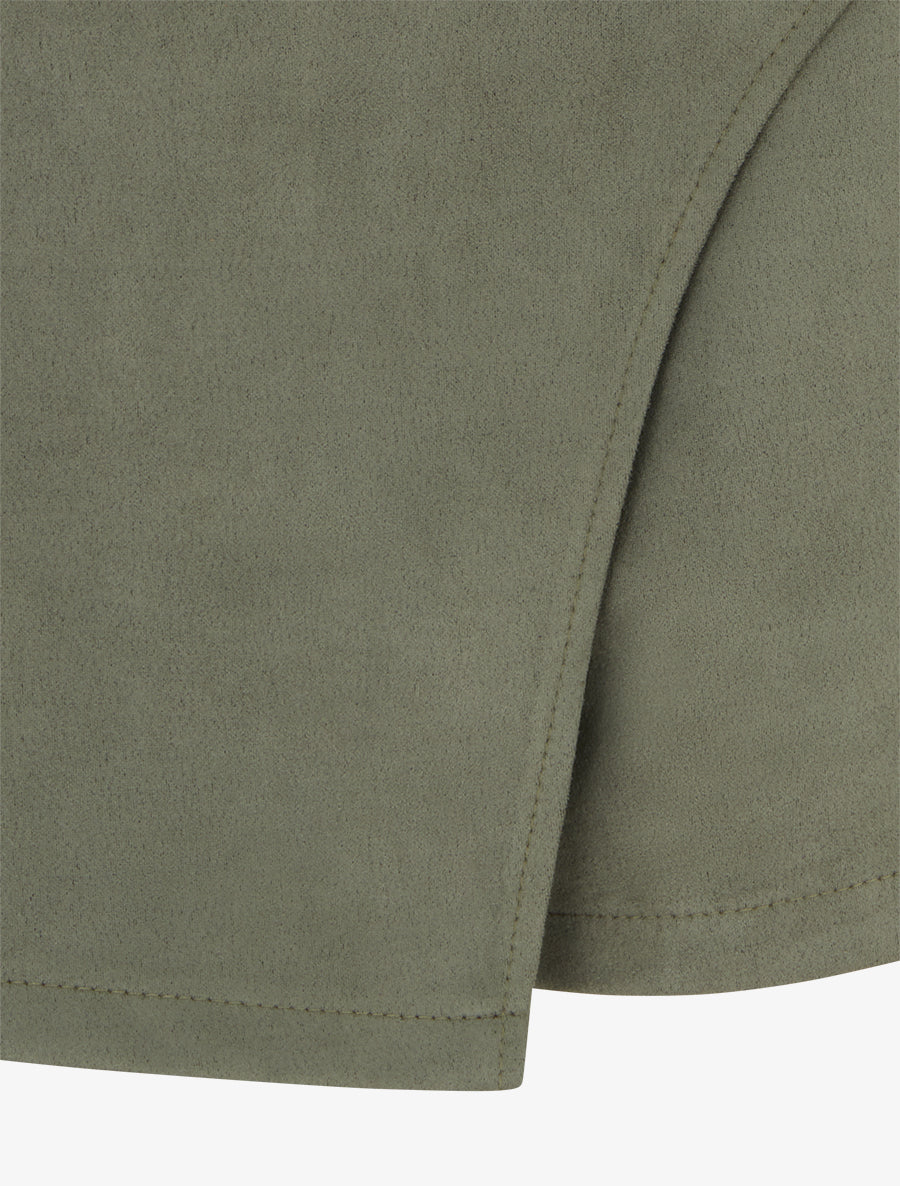 Jupe-short en suédine style portefeuille à zip - Kaki - 3
