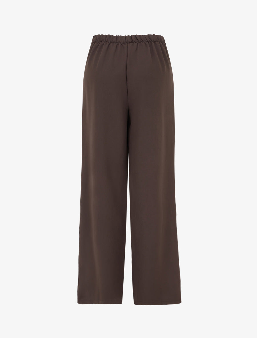 Pantalon ample taille haute à boutons décoratifs - Chocolat - 2