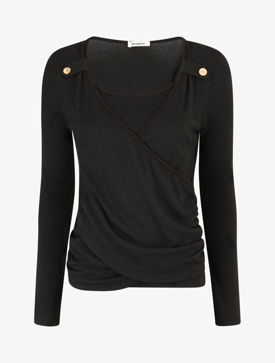 Pull fin cache coeur doublé - Noir - 5