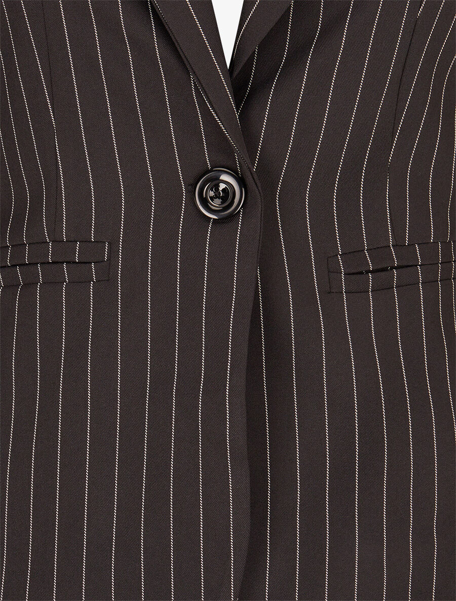 Veste cintrée à fines rayures - Noir - 3