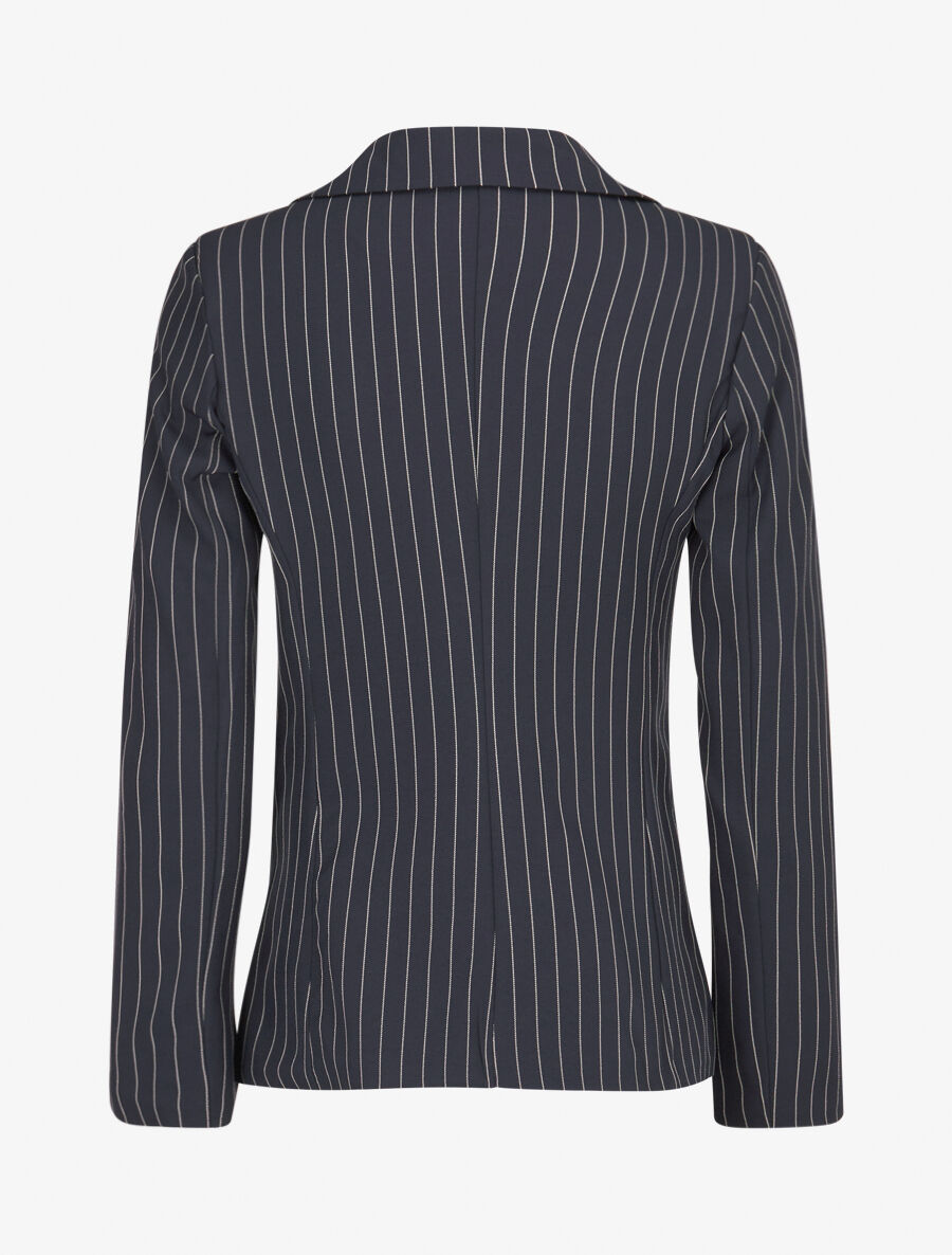 Veste cintrée à fines rayures - Marine - 2