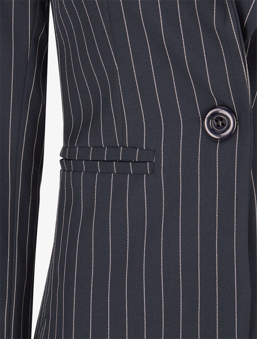 Veste cintrée à fines rayures - Marine - 3