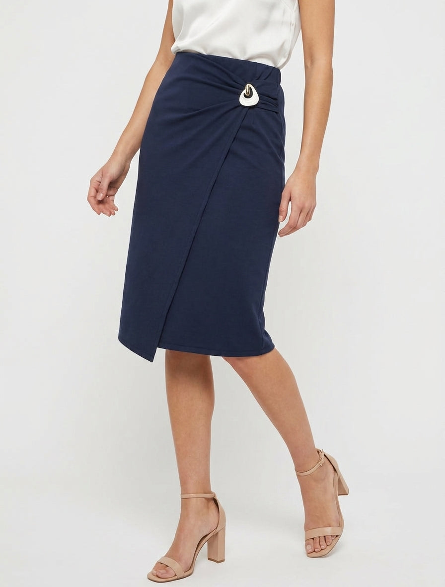Jupe midi à taille haute ornée d&