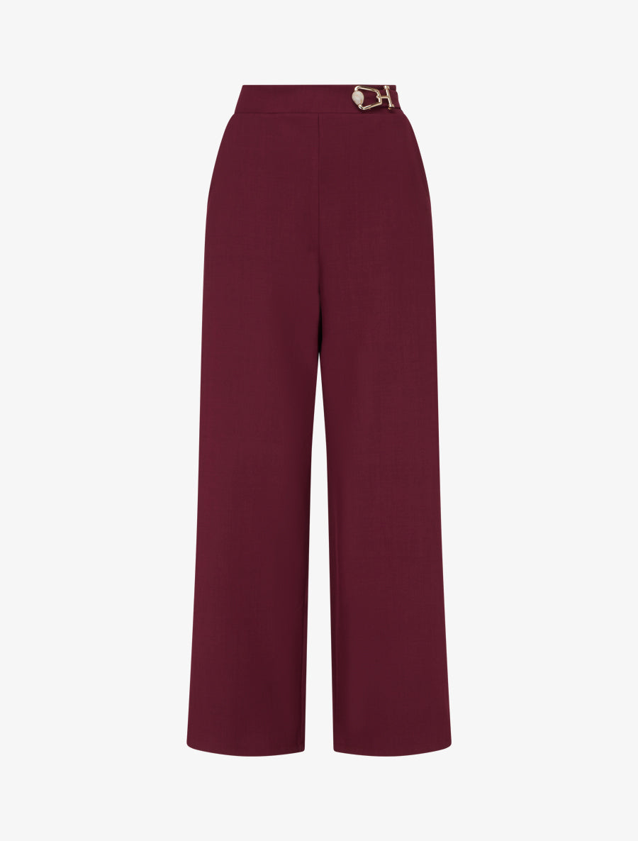 Pantalon fluide taille bijou - Lie de vin