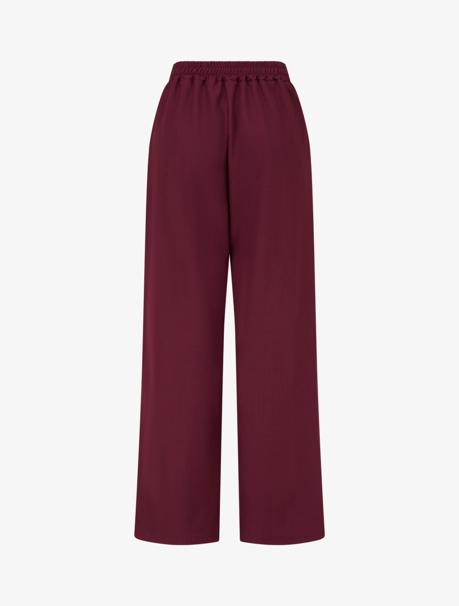 Pantalon fluide taille bijou - Lie de vin