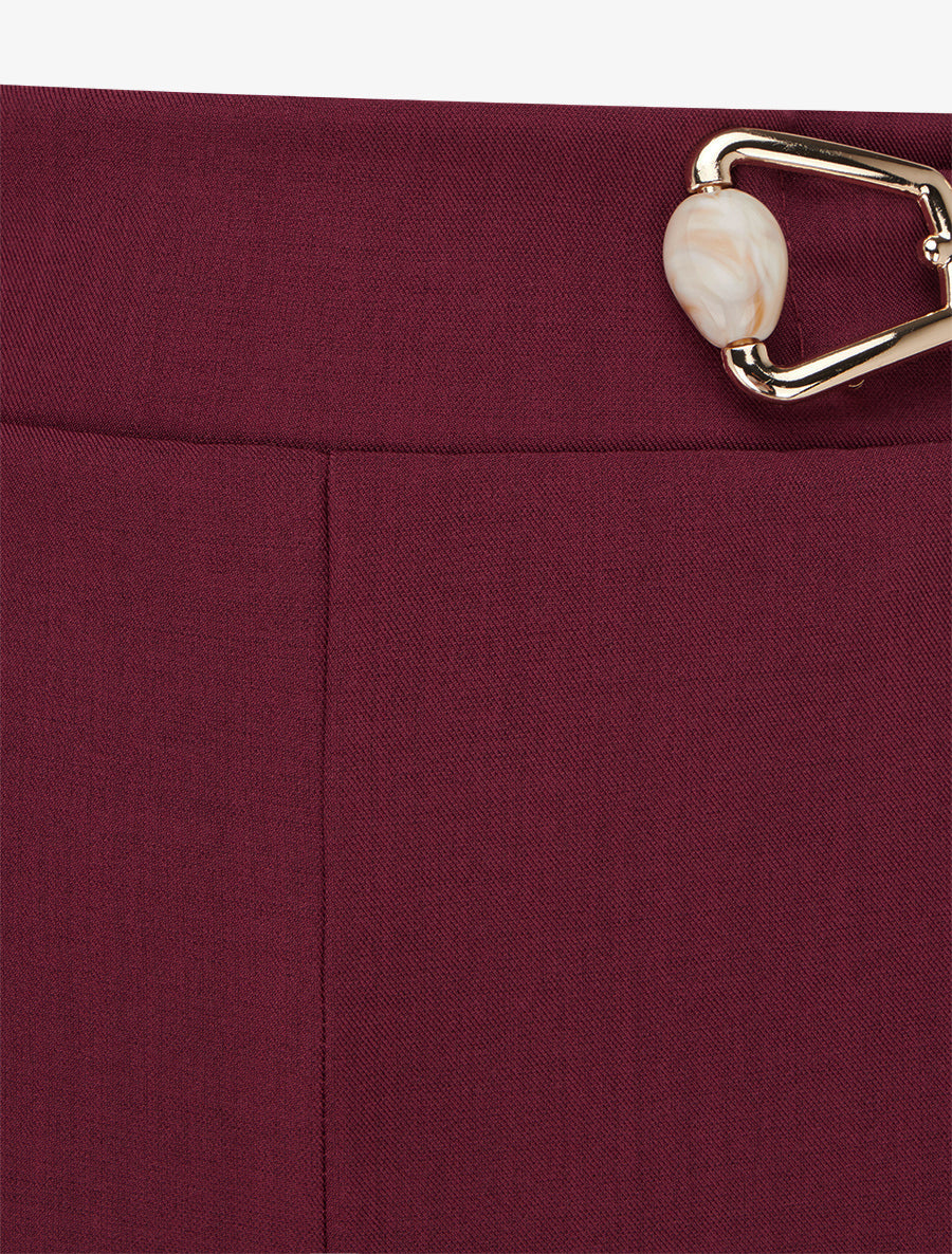 Pantalon fluide taille bijou - Lie de vin