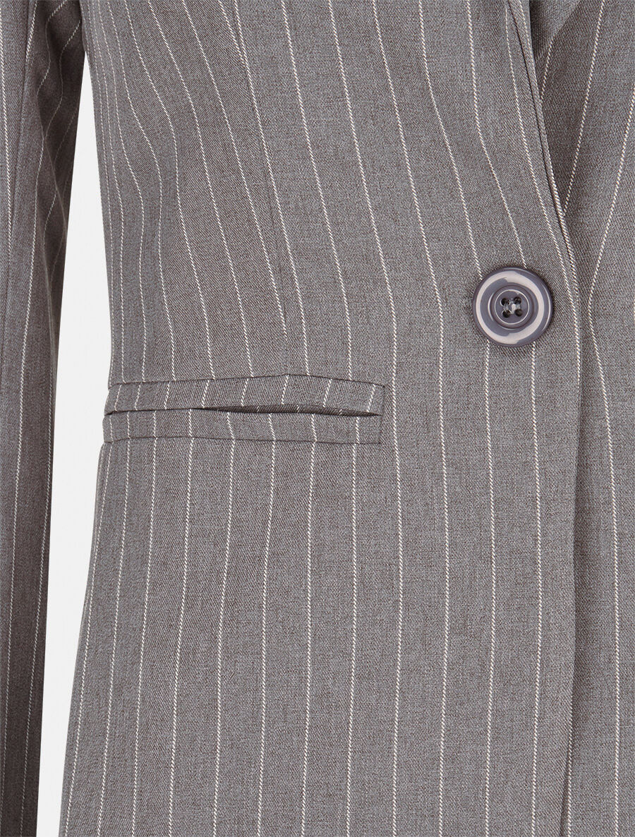 Veste cintrée à fines rayures - Gris - 3