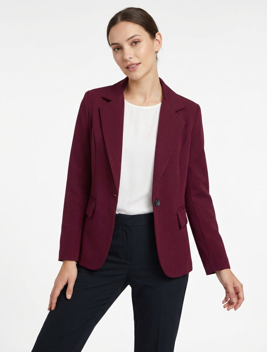 Blazer droit à épaulettes - Lie de vin