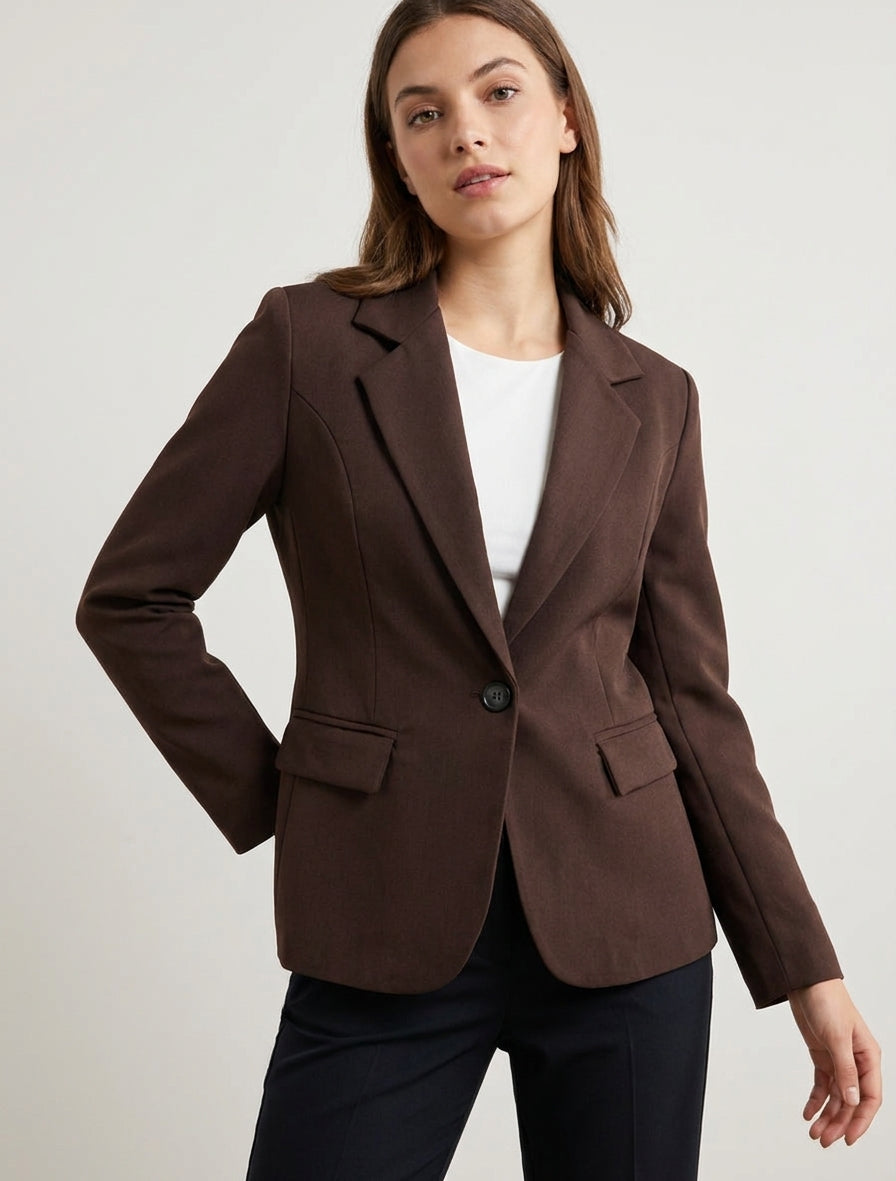 Blazer droit à épaulettes - Marron