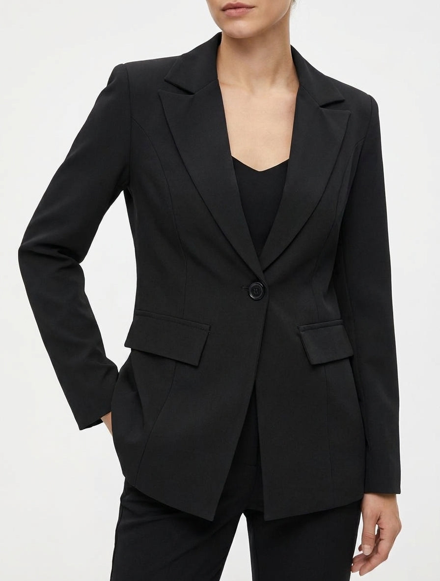 Blazer cintré col cranté - Noir
