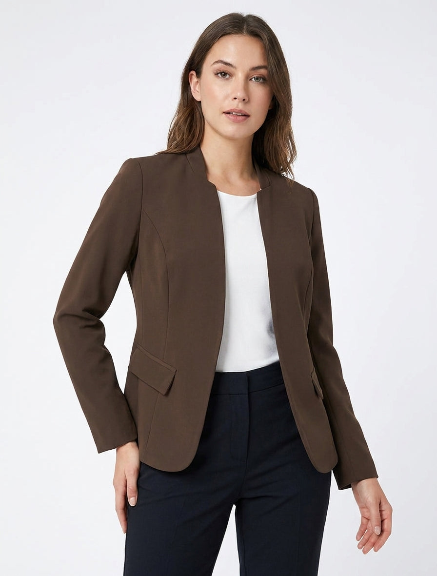 Veste droite col droit - Marron