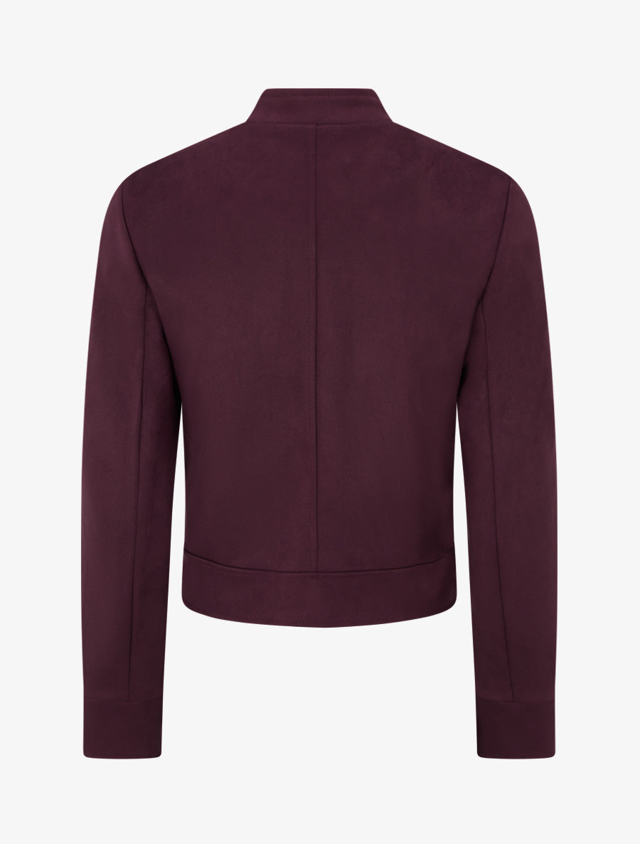 Veste en suédine col montant zippée - Lie de vin