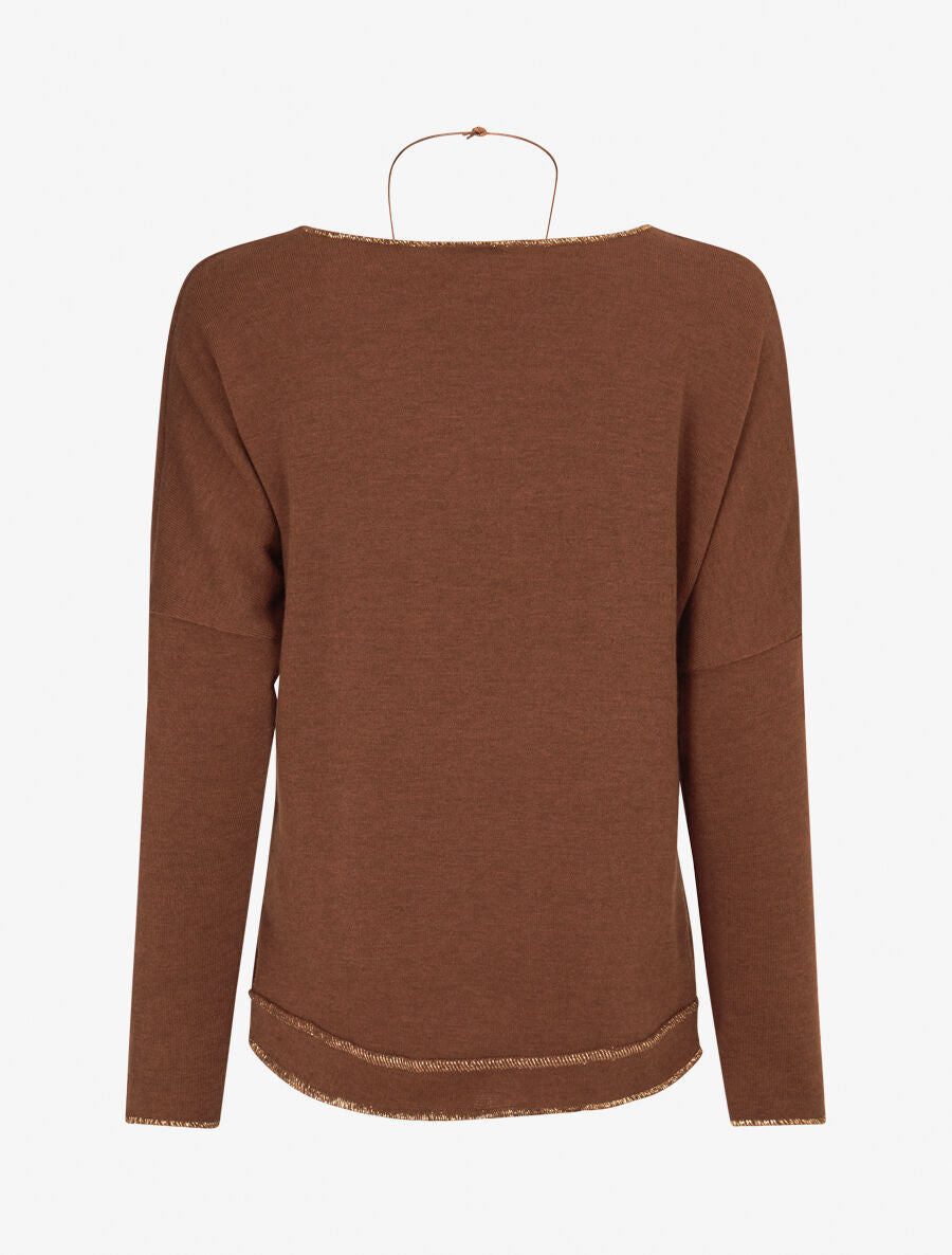 Pull fin à bords irisés - Camel - 2