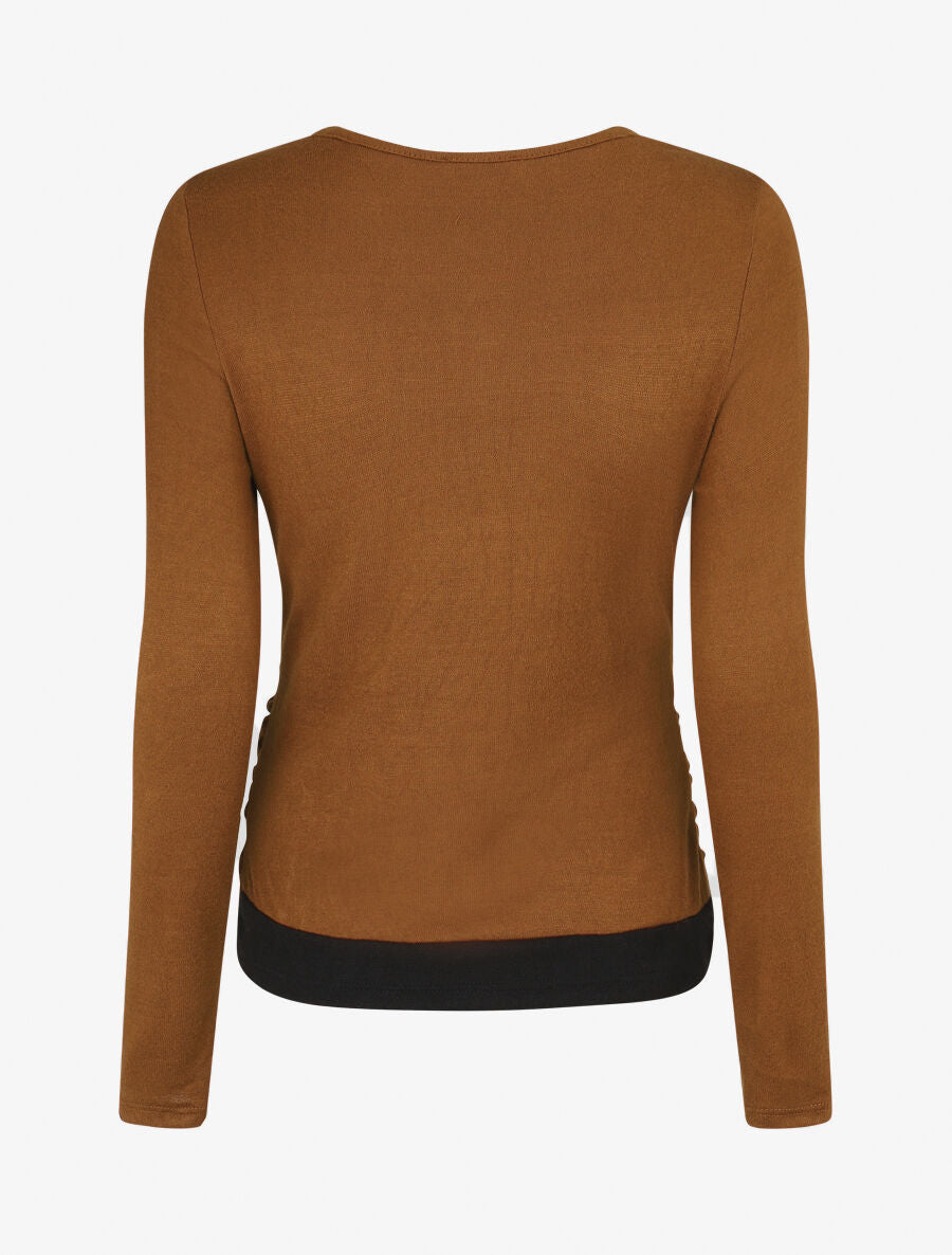 Pull fin cache coeur doublé - Camel - 2