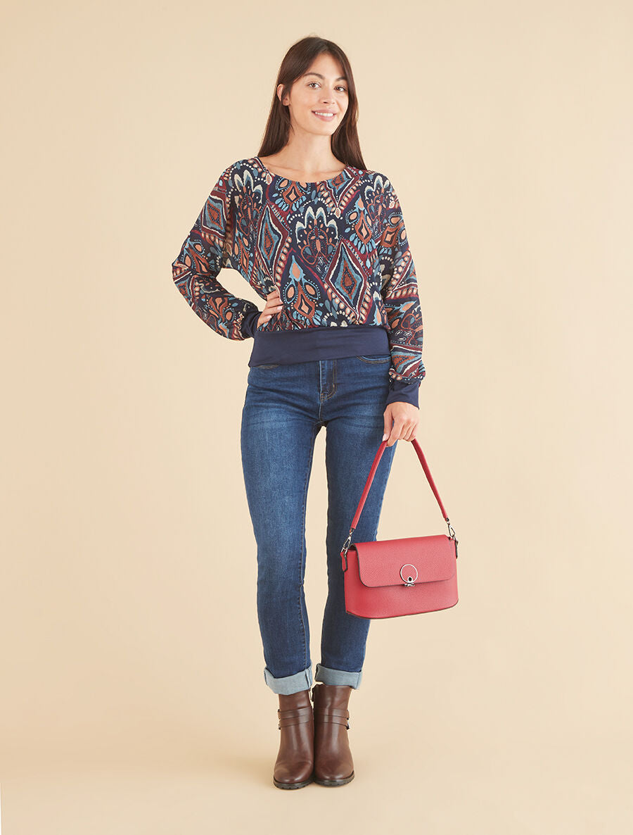 Top imprimé graphique en voile - Marine - 4