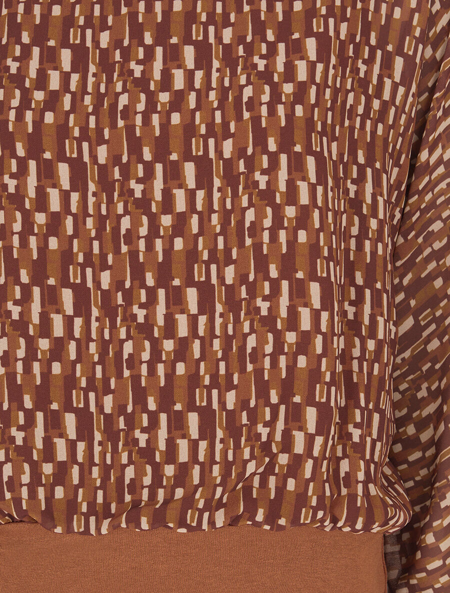 Top imprimé géométrique en voile - Marron - 3